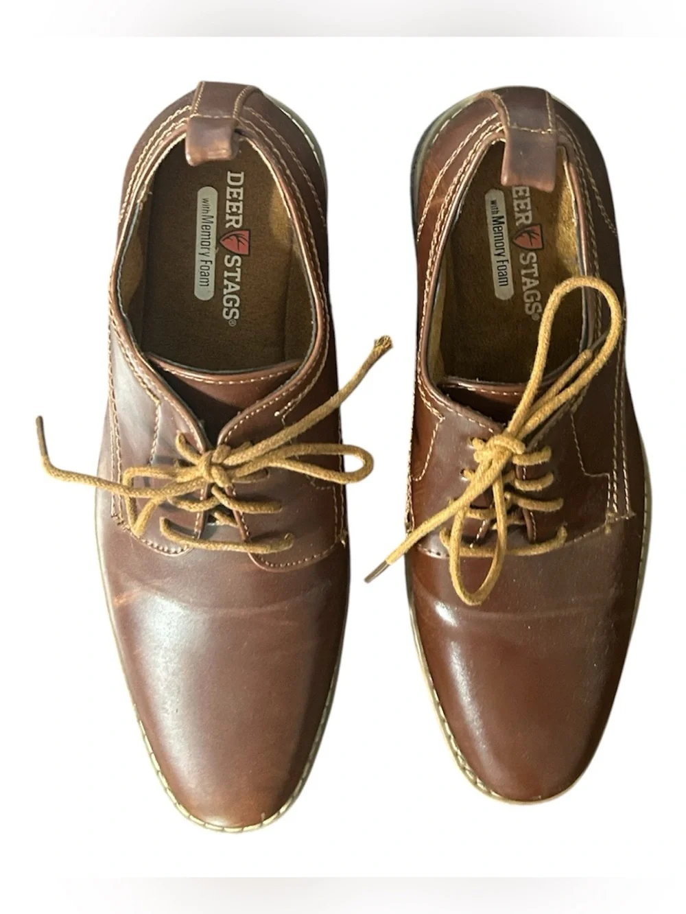 Deer Stags Boys' Zander Lace-up Dress Comfort Brown/Dark Brown - 5 1/2 Big Kid